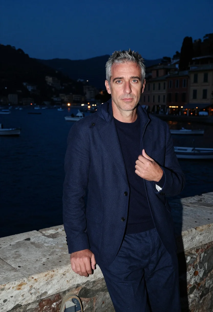AI portofino navy sample — portrait of a man, half-length portrait of a Western-Europea