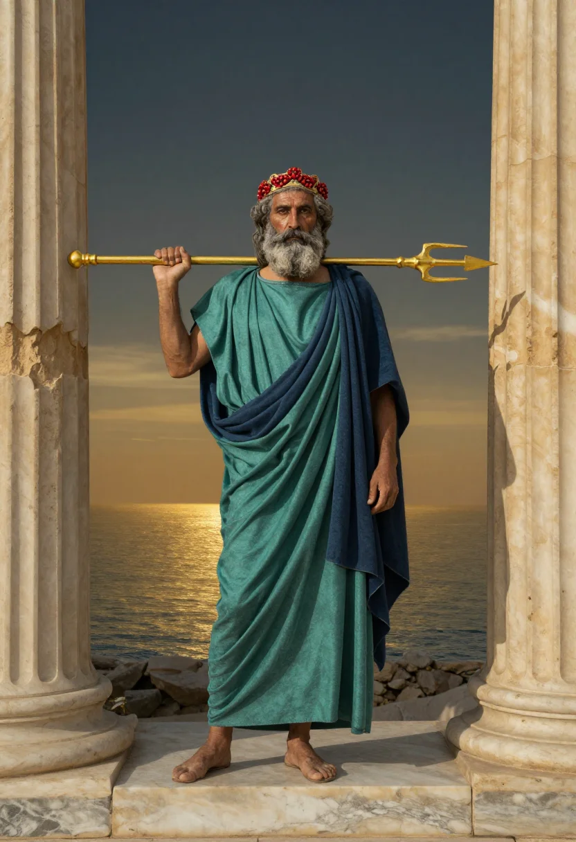 AI poseidon sample — portrait of a man, full-length portrait of a Greek man in hi