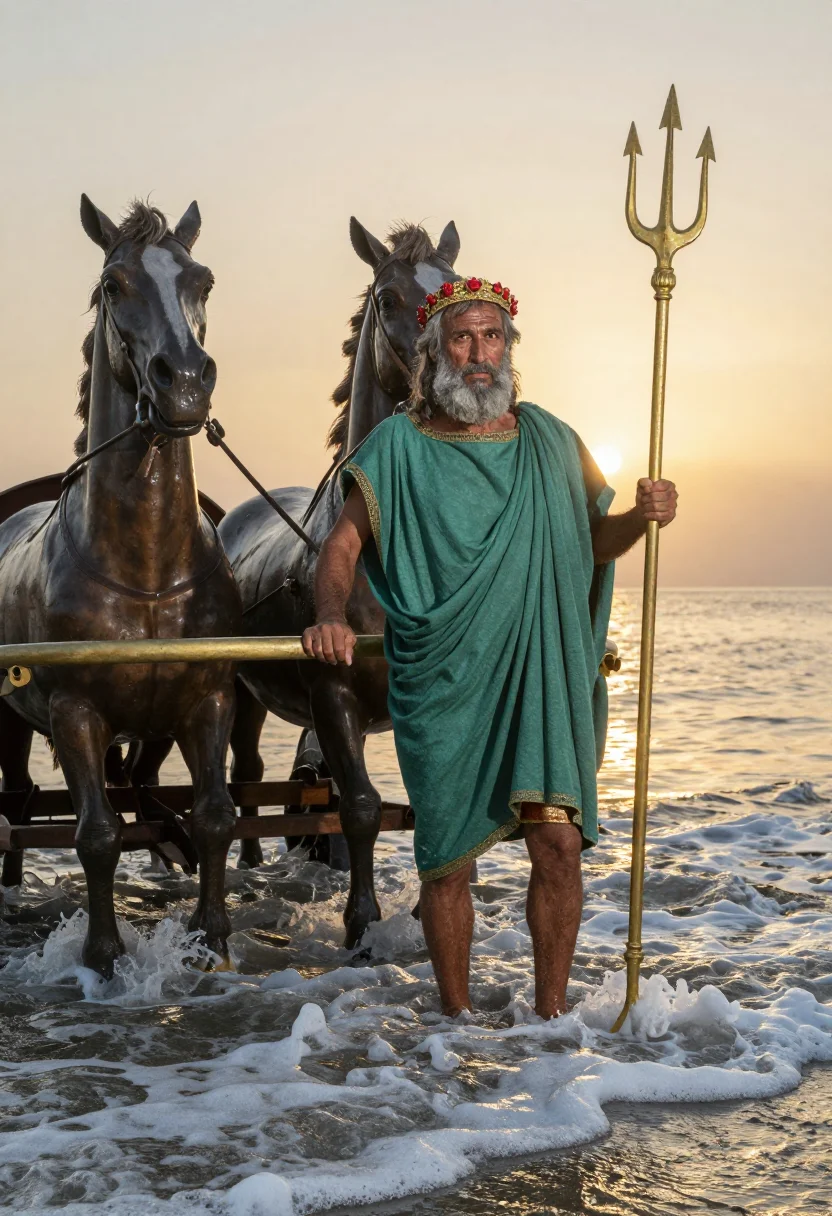AI poseidon sample — portrait of a man, three-quarter-length portrait of a Greek