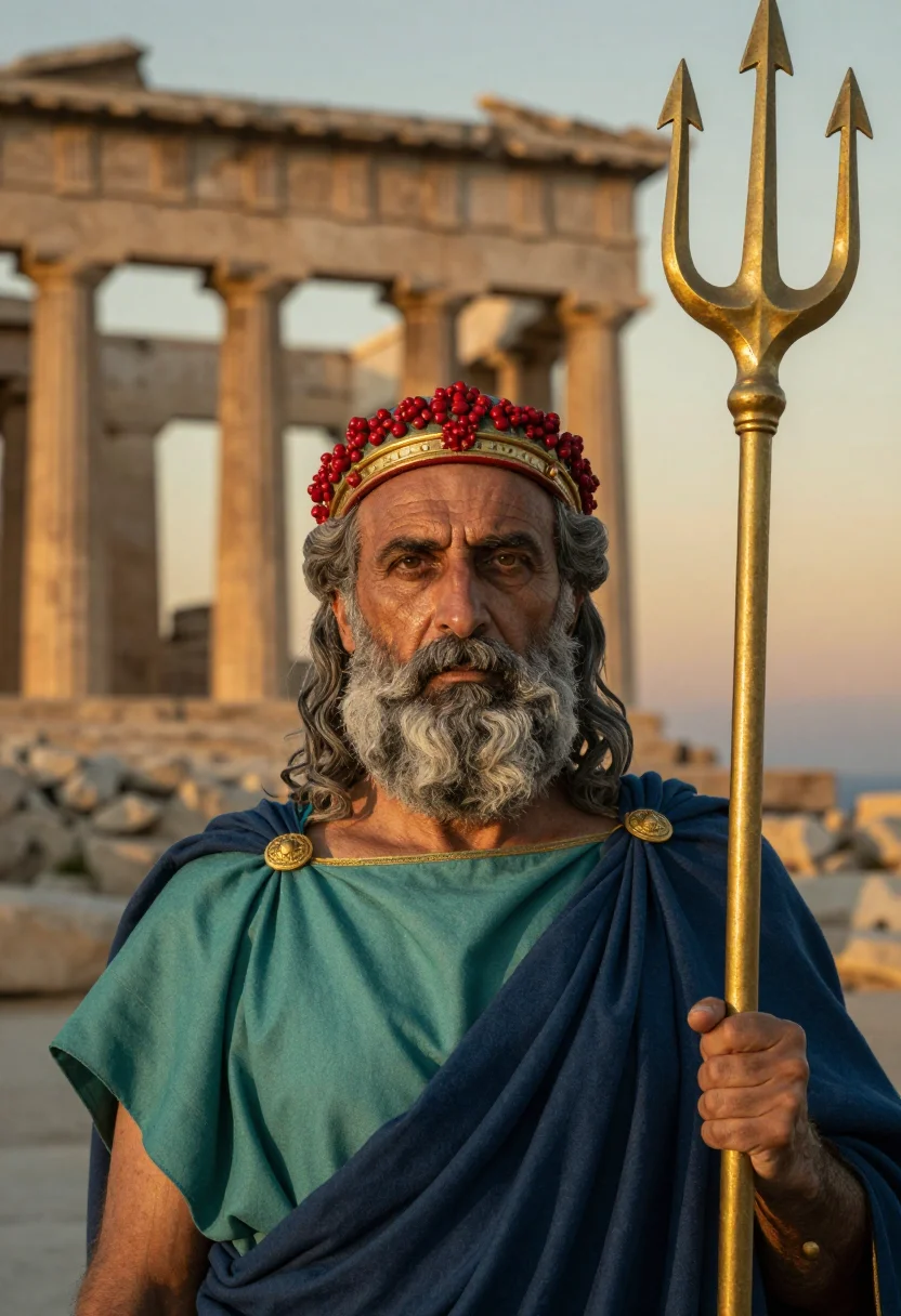 AI poseidon sample — portrait of a man, close portrait of a Greek man in his sixt