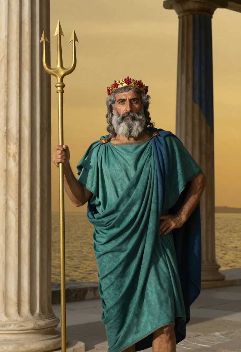 AI poseidon sample — portrait of a man, half-length portrait of a Greek man in hi