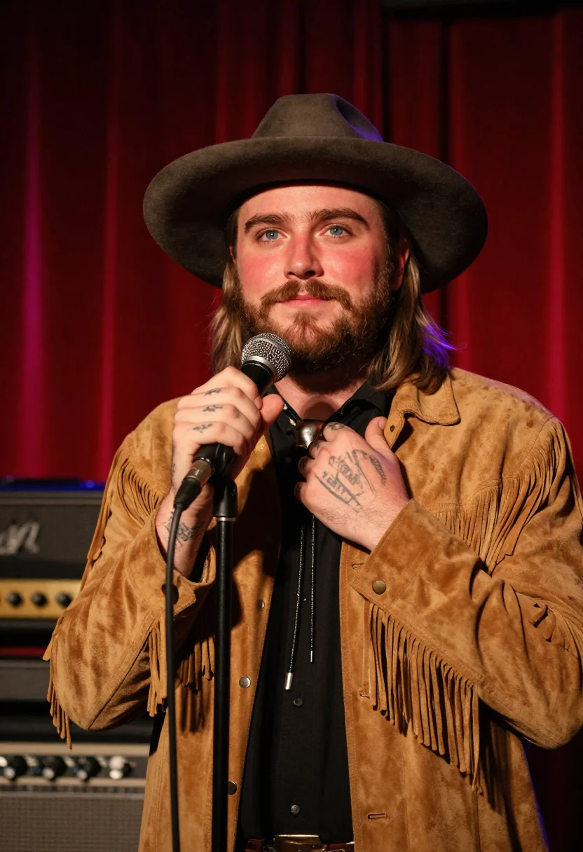 AI post malone cowboy sample — portrait of a man, close portrait of a broad-shouldered man