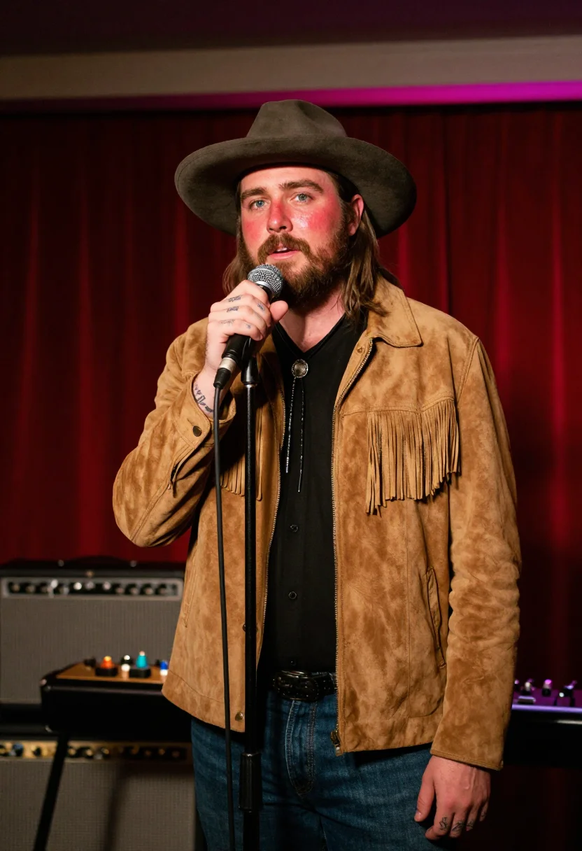 AI post malone cowboy sample — portrait of a man, half-length portrait of a broad-shouldere