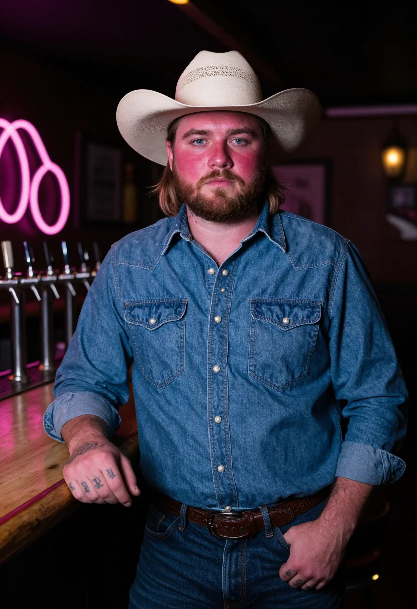 AI post malone cowboy sample — portrait of a man, close half-length portrait of a broad-sho