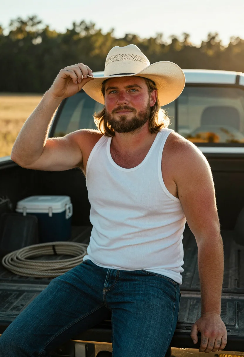 AI post malone cowboy sample — portrait of a man, close half-length portrait of a broad-sho
