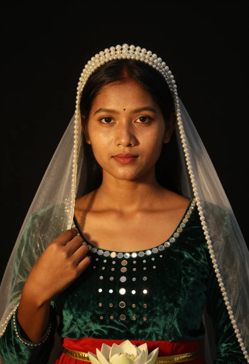 AI potloi sample — portrait of a woman, chest-up portrait of a Meitei woman wit