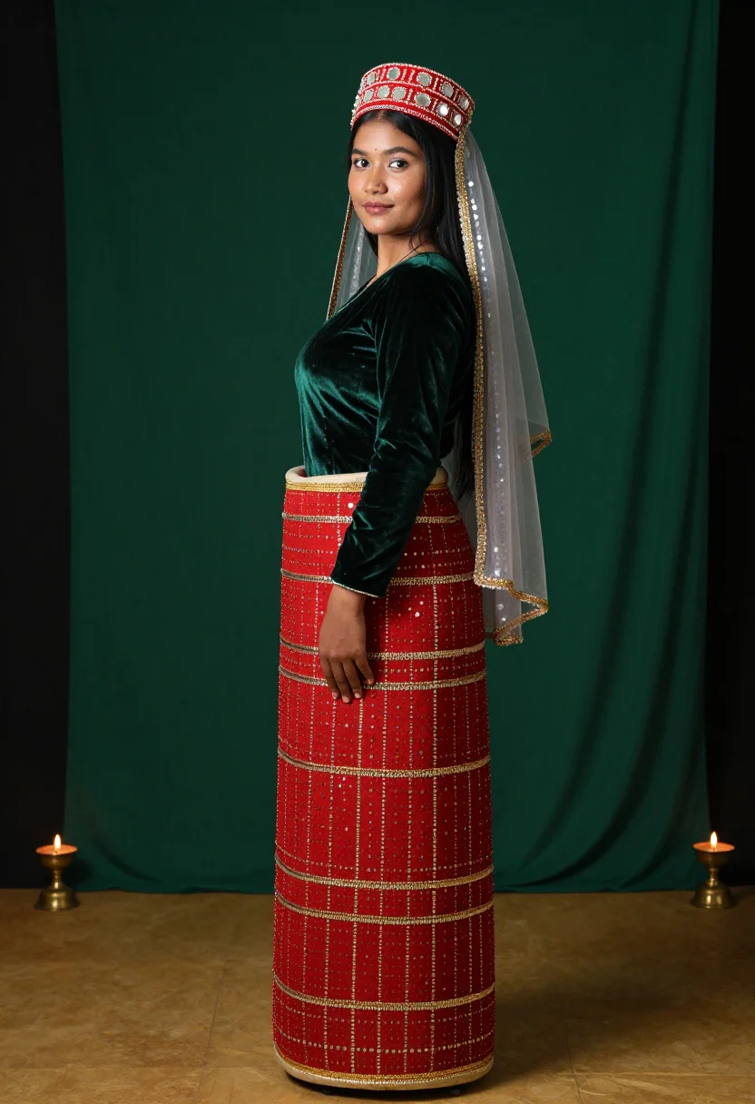 AI potloi sample — portrait of a woman, full-length turned portrait of a Meitei