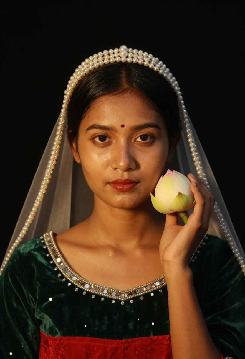AI potloi sample — portrait of a woman, shoulders-up portrait of a Meitei woman