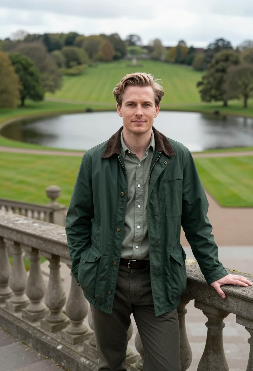 AI powerscourt landscape architect sugarloaf sample — portrait of a man, framed half-length from the head to the h
