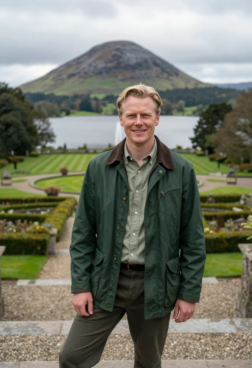 AI powerscourt landscape architect sugarloaf sample — portrait of a man, framed half-length from the head to the h
