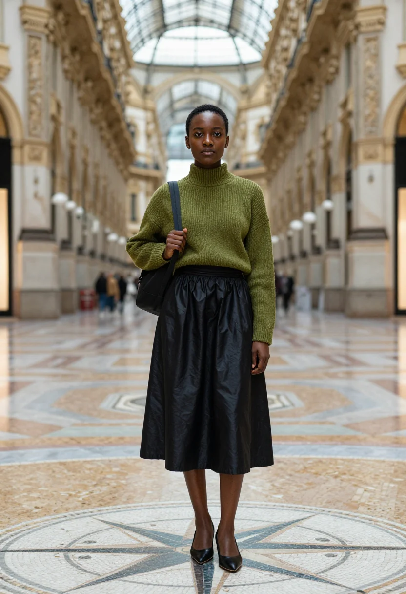 AI prada nineties sample — portrait of a woman, three-quarter-length portrait of a Nige