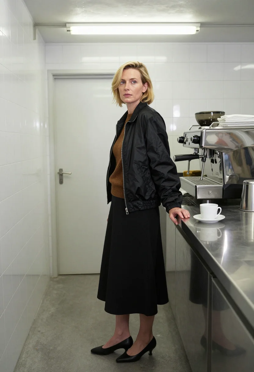 AI prada nineties sample — portrait of a woman, three-quarter-length portrait of a West