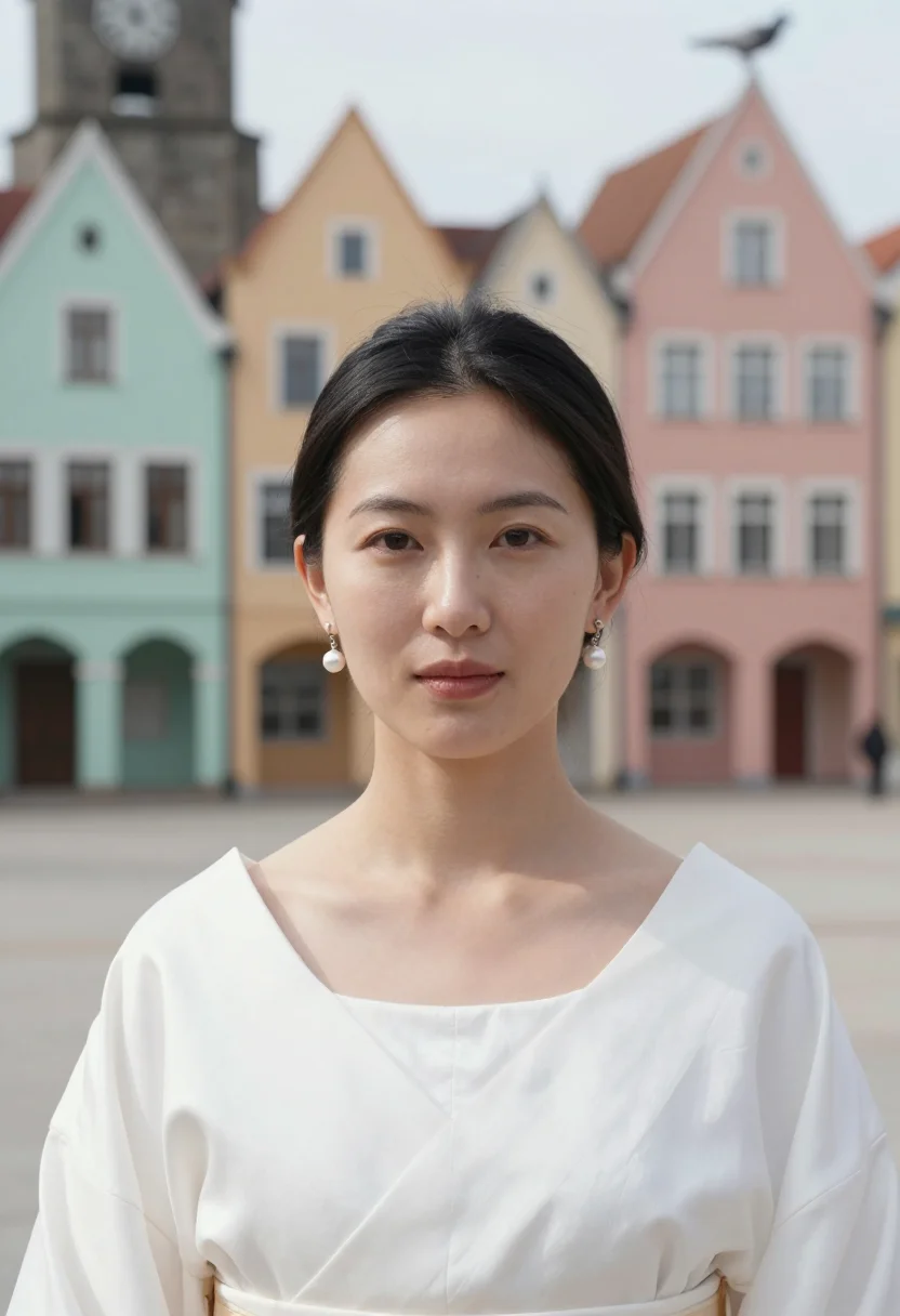 AI prague sample — portrait of a woman, head-and-shoulders portrait of an East-