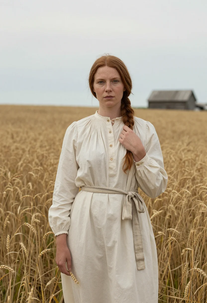 AI prairie homestead sample — portrait of a woman, half-length portrait of a Western-Europ