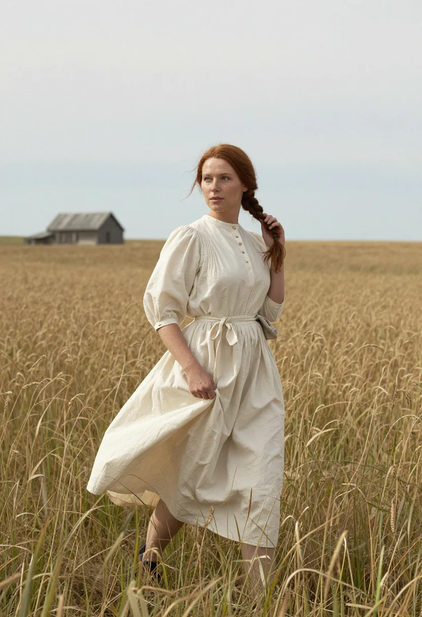 AI prairie homestead sample — portrait of a woman, full-length portrait of a Western-Europ