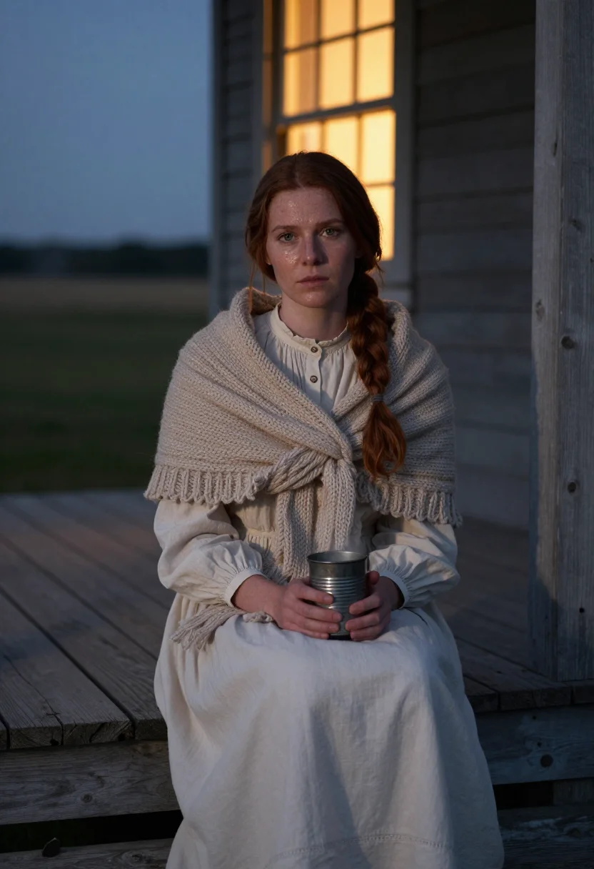 AI prairie homestead sample — portrait of a woman, three-quarter-length portrait of a West