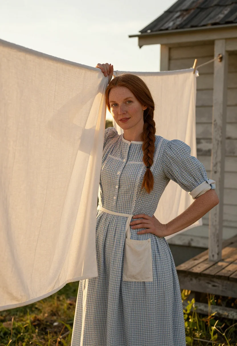 AI prairie homestead sample — portrait of a woman, half-length portrait of a Western-Europ