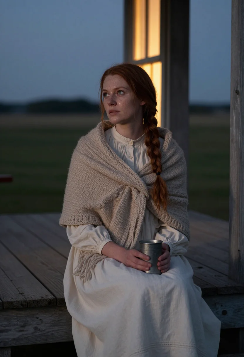 AI prairie homestead sample — portrait of a woman, half-length portrait of a Western-Europ