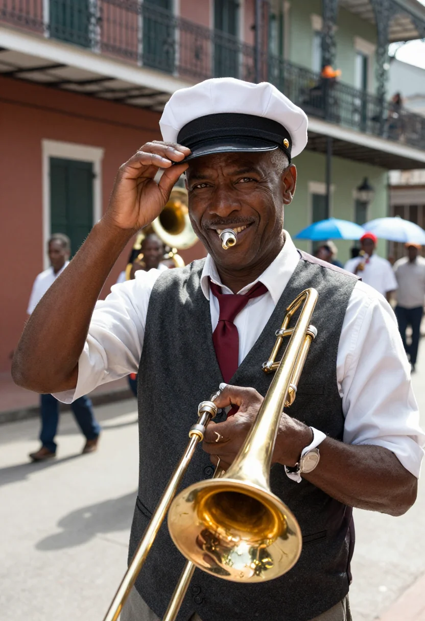 AI preservation hall sample — portrait of a man, chest-up portrait of a Black American man