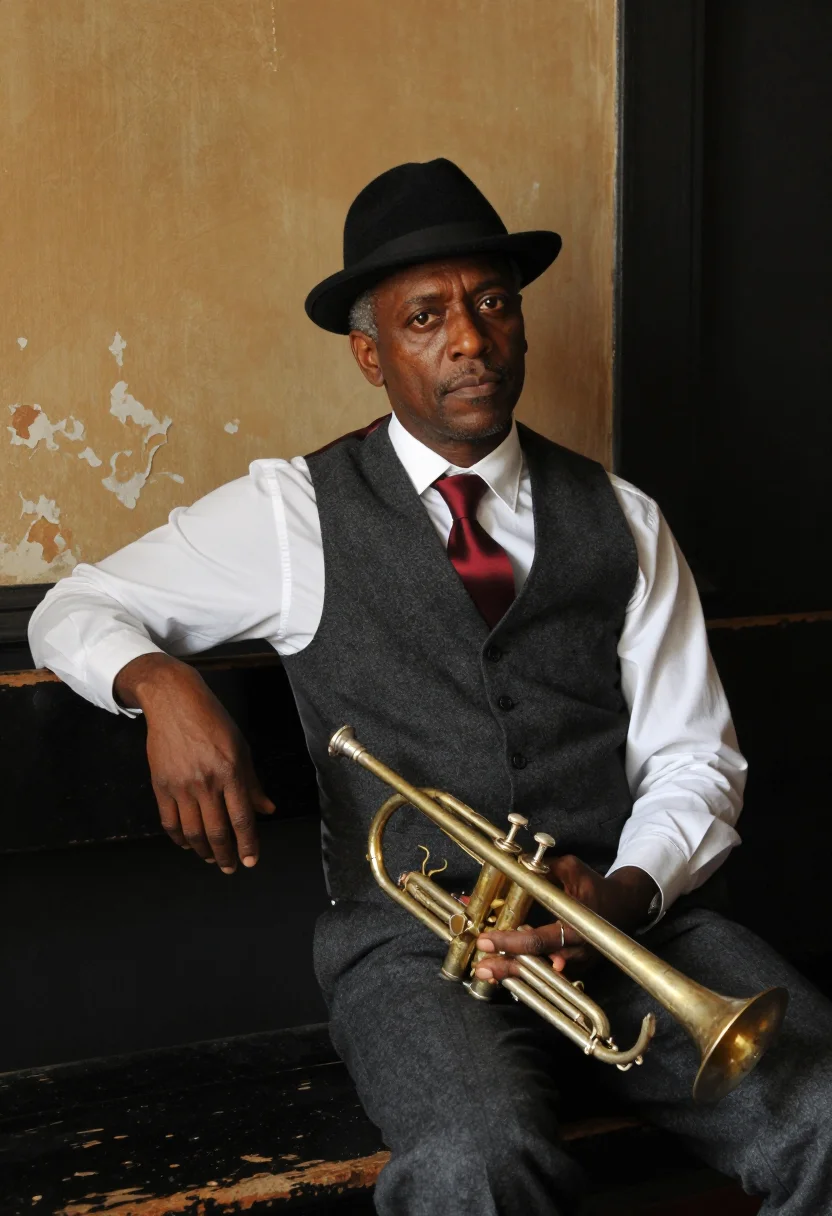 AI preservation hall sample — portrait of a man, half-length portrait of a Black American