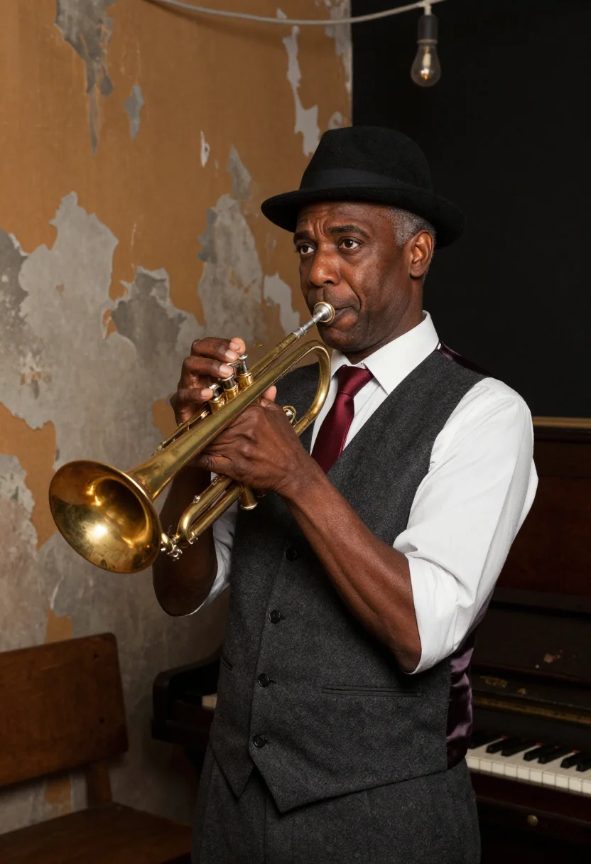 AI preservation hall sample — portrait of a man, half-length portrait of a Black American