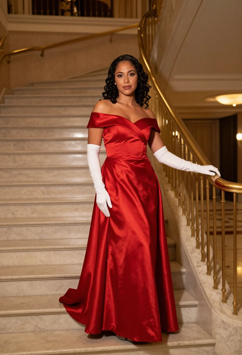 AI pretty woman beverly wilshire red gown sample — portrait of a woman, a Brazilian woman in her early thirties