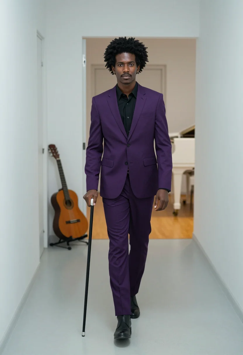 AI prince purple rain sample — portrait of a man, half-length portrait of an African-Americ