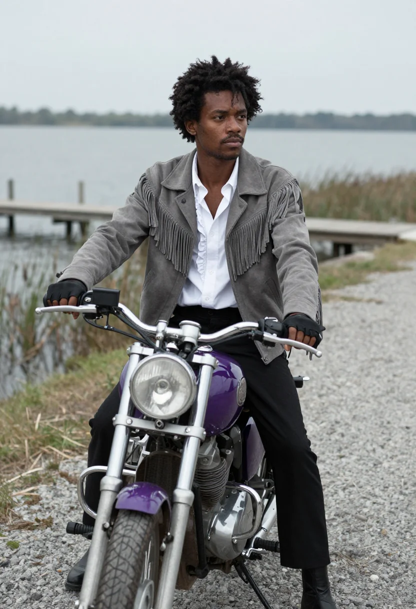 AI prince purple rain sample — portrait of a man, half-length portrait of an African-Americ