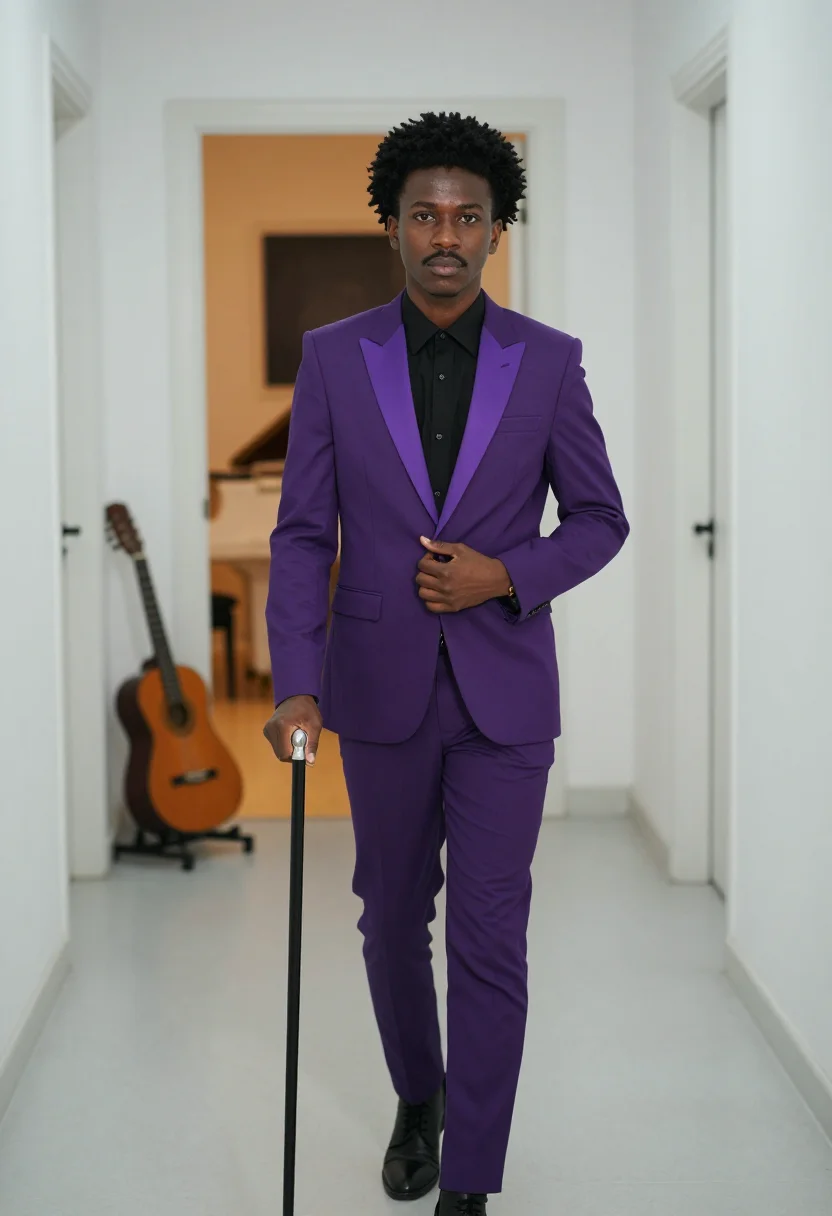 AI prince purple rain sample — portrait of a man, close half-length portrait of an African-