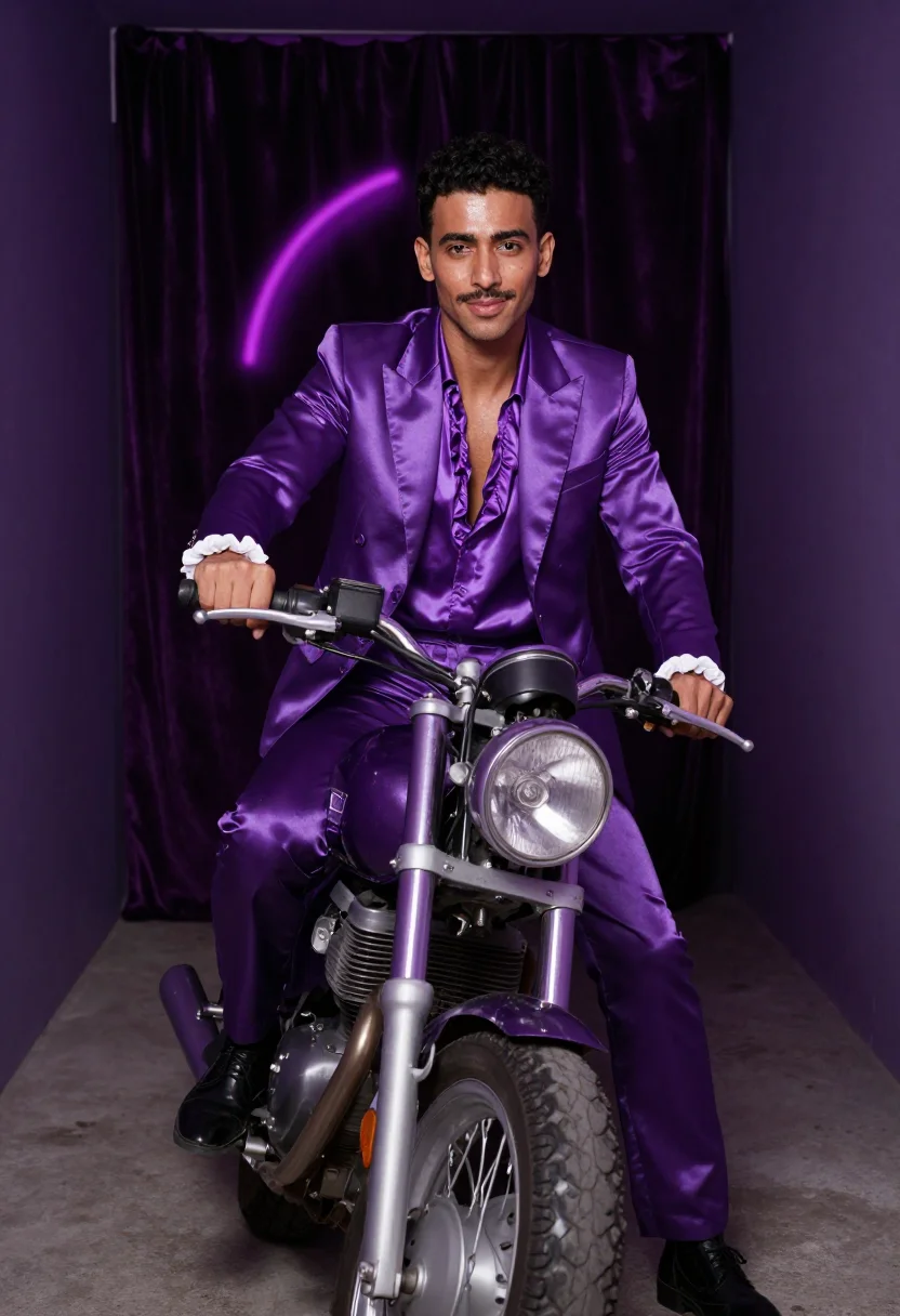 AI prince purple sample — portrait of a man, a man in his late twenties with warm brow