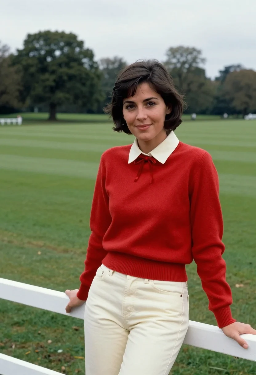 AI princess diana kensington sheep sweater red accent sample — portrait of a woman, a Spanish woman in her early thirties w