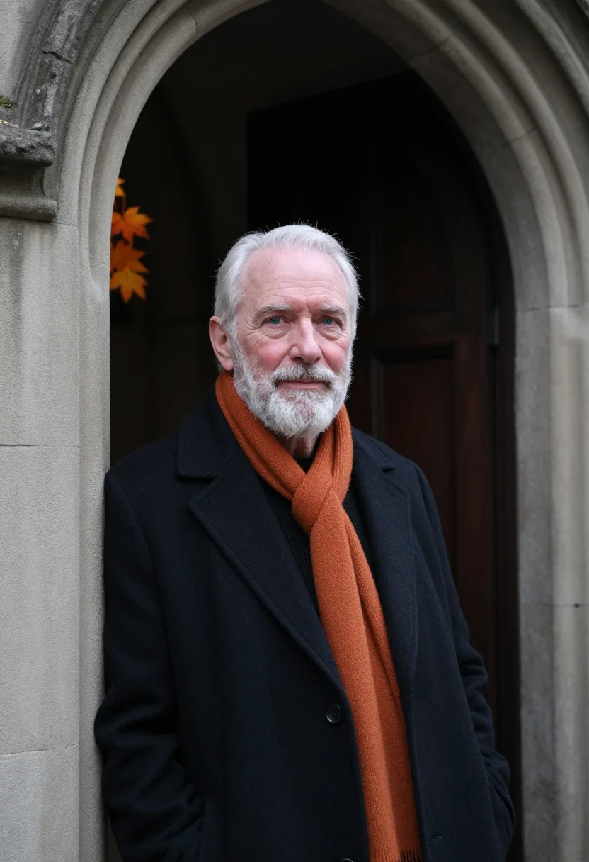 AI princeton lecturer black orange sample — portrait of a man, chest-up portrait of a Western-European m