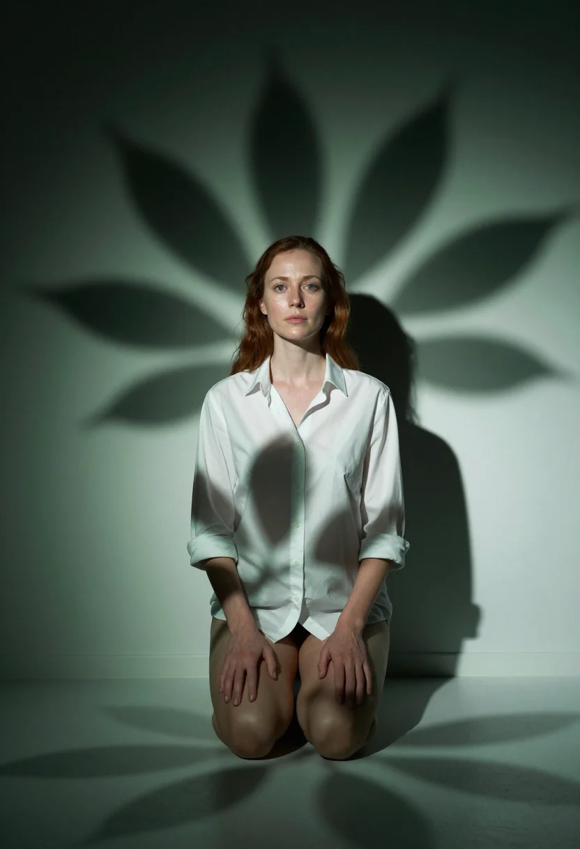 AI projector pattern sample — portrait of a woman, a woman in her forties with pale skin,