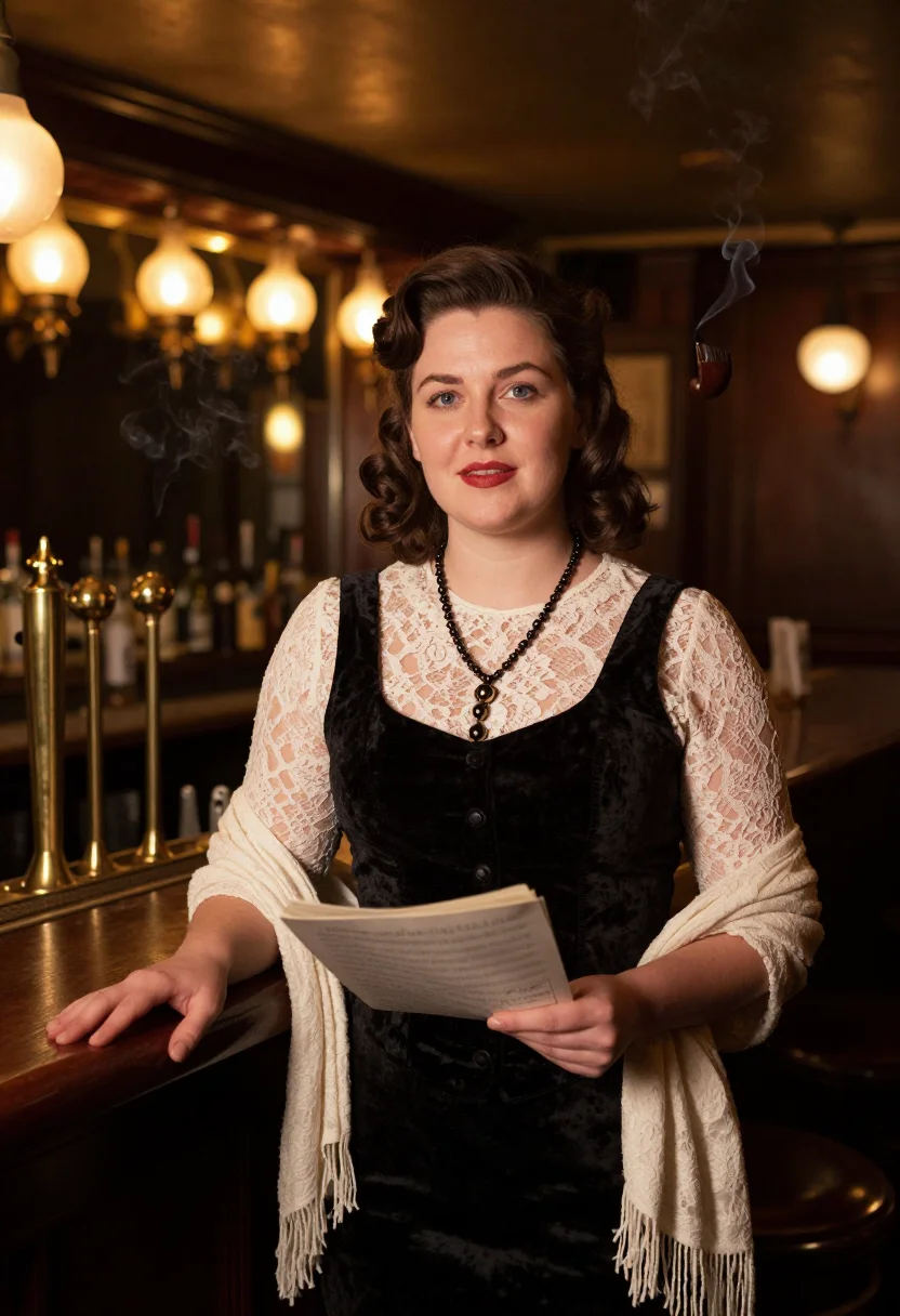 AI pub singer sample — portrait of a woman, half-length portrait of a fair-skinned