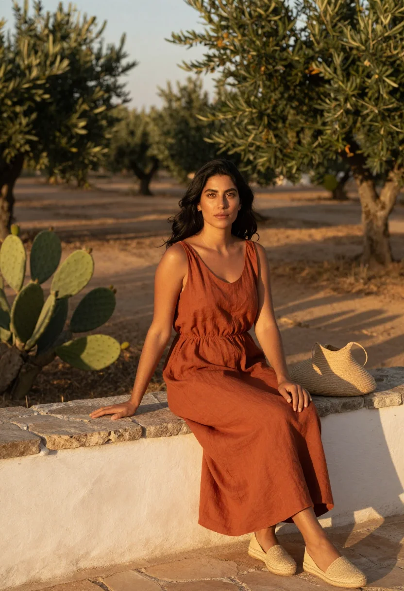 AI puglia sample — portrait of a woman, seated three-quarter portrait of a Span