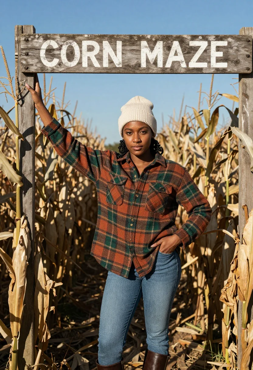 AI pumpkin patch sample — portrait of a woman, chest-up portrait of a warm brown-skinn
