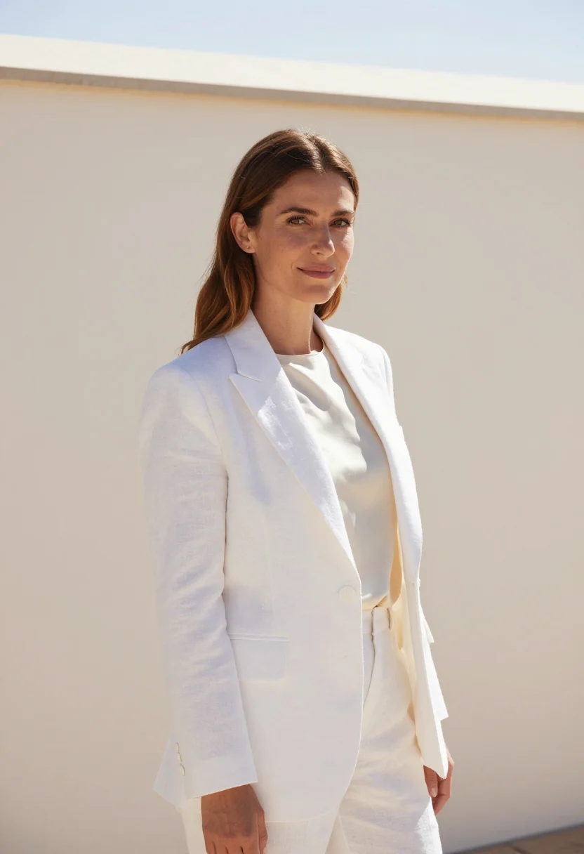 AI punta del este developer white hand sand sample — portrait of a woman, an Italian property developer in her la