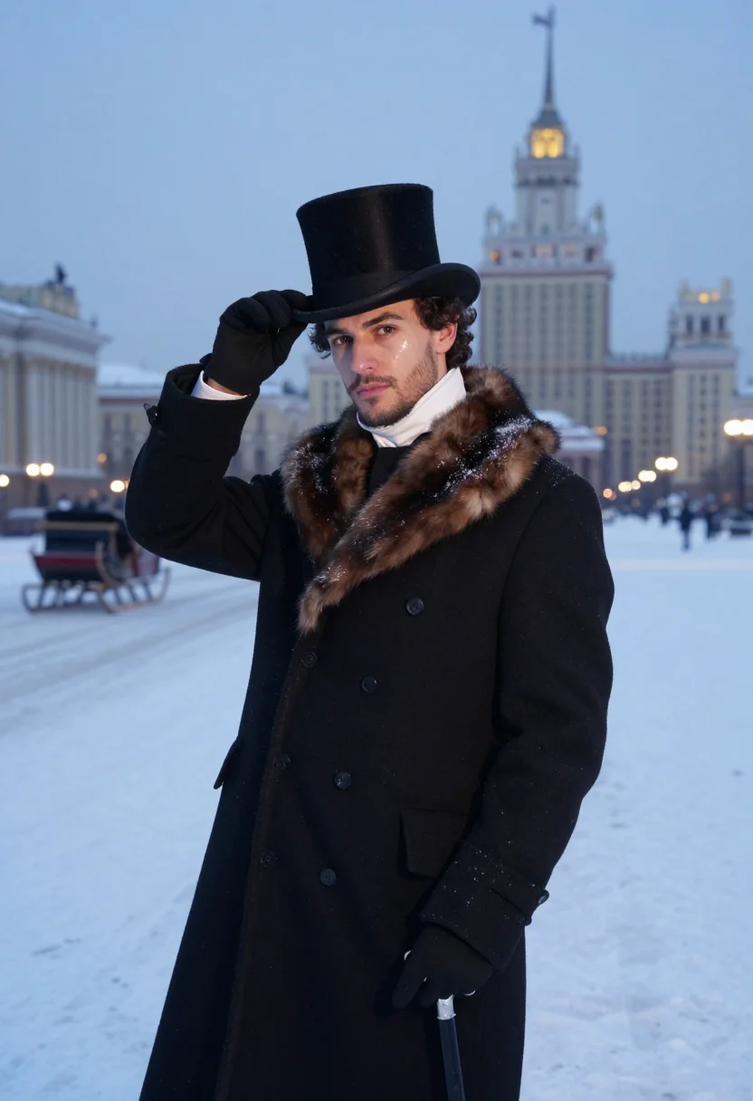 AI pushkin sample — portrait of a man, half-length portrait of a man of Western-