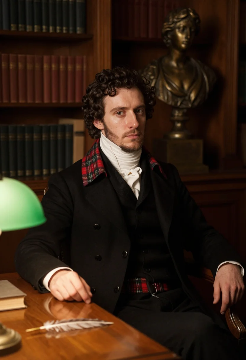 AI pushkin sample — portrait of a man, three-quarter-length portrait of a man of