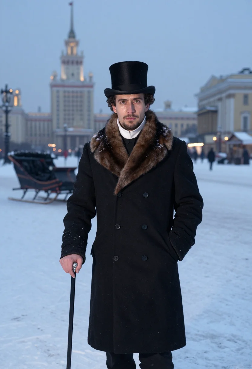 AI pushkin sample — portrait of a man, three-quarter-length portrait of a man of