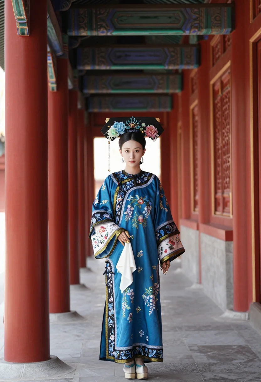 AI qing palace sample — portrait of a woman, full-length portrait of a Manchu Chines