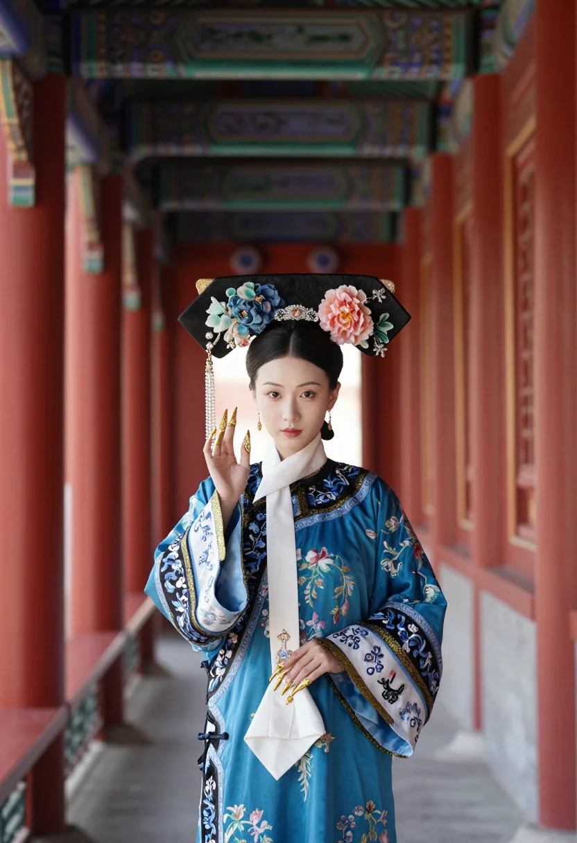 AI qing palace sample — portrait of a woman, half-length portrait of a Manchu Chines