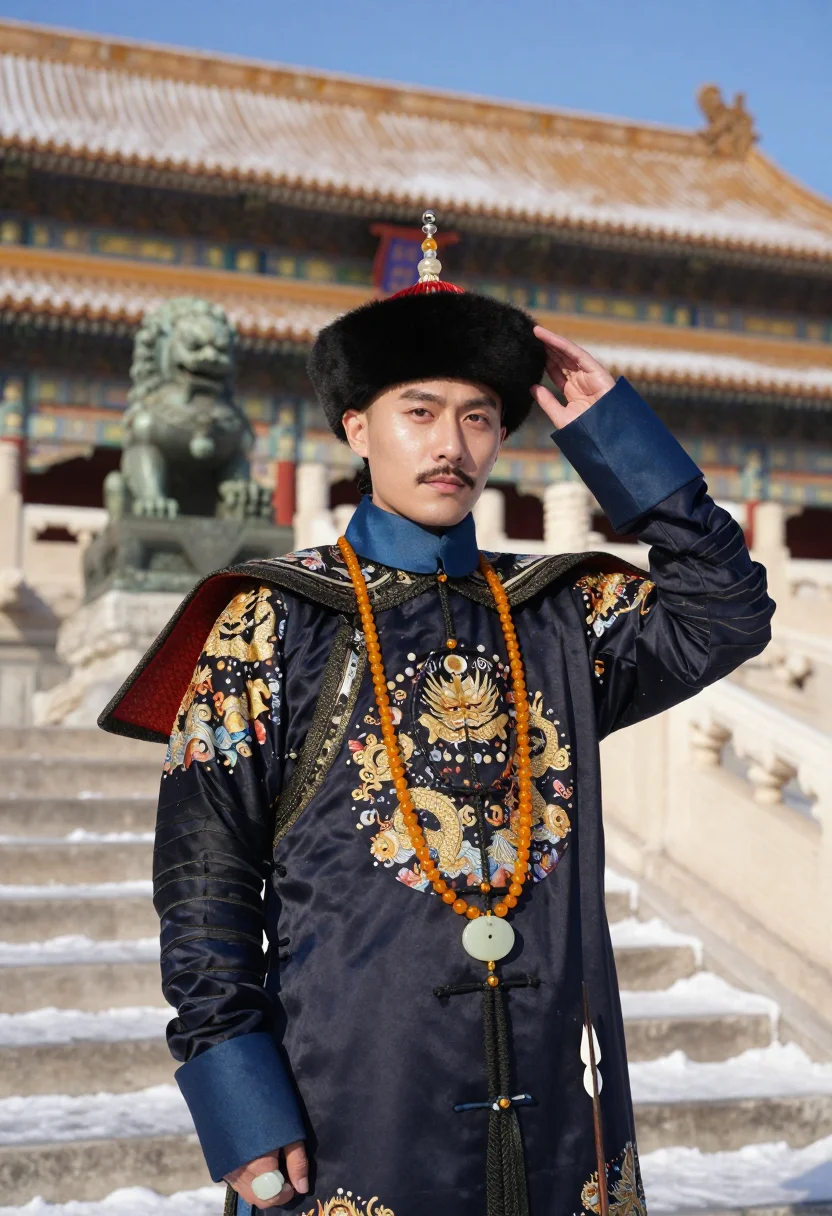 AI qing prince sample — portrait of a man, half-length portrait of a Manchu Chinese
