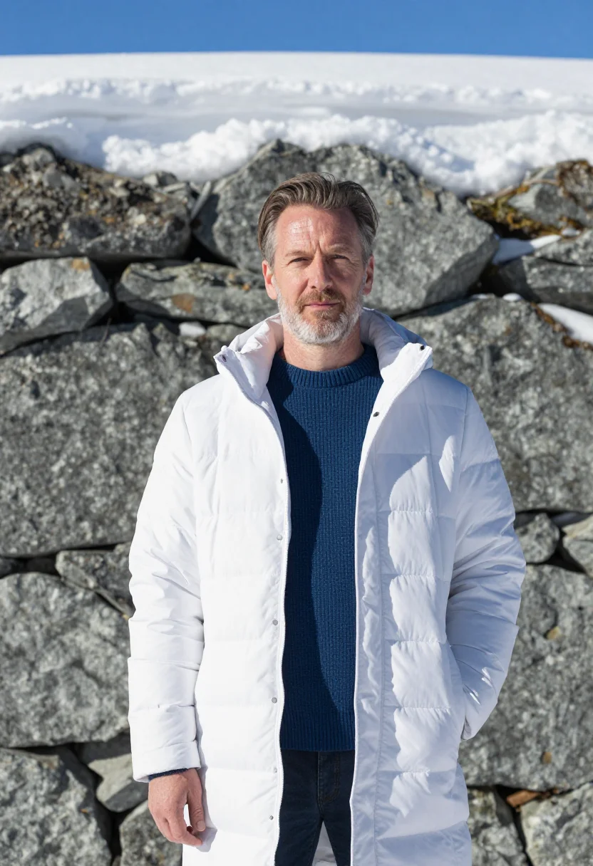 AI queenstown sports physician snow white blue sample — portrait of a man, a sports physician in his fifties of Engl