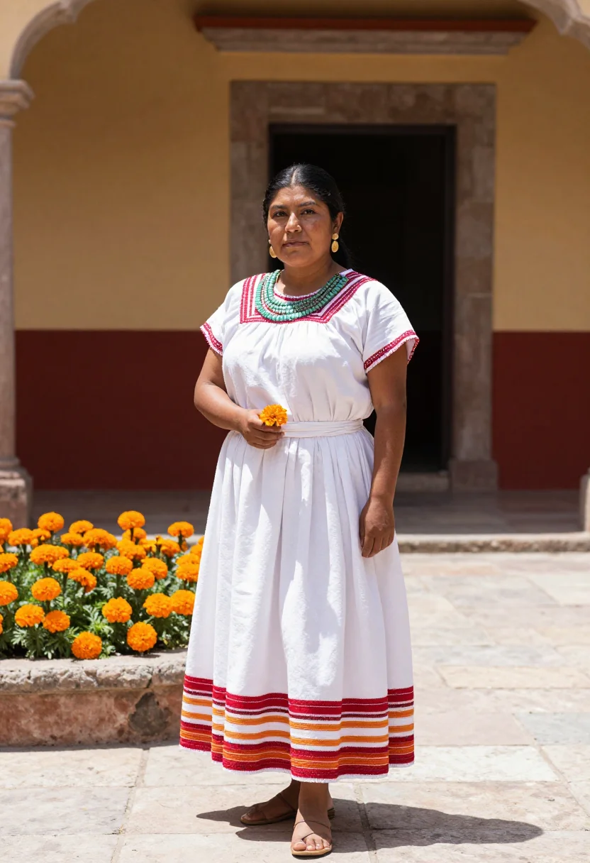 AI quetzal huipil sample — portrait of a woman, full-length portrait of a Nahua woman w
