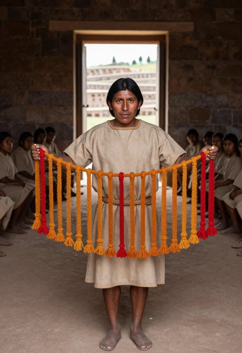 AI quipu keeper sample — portrait of a man, full-length portrait of an Andean man wit