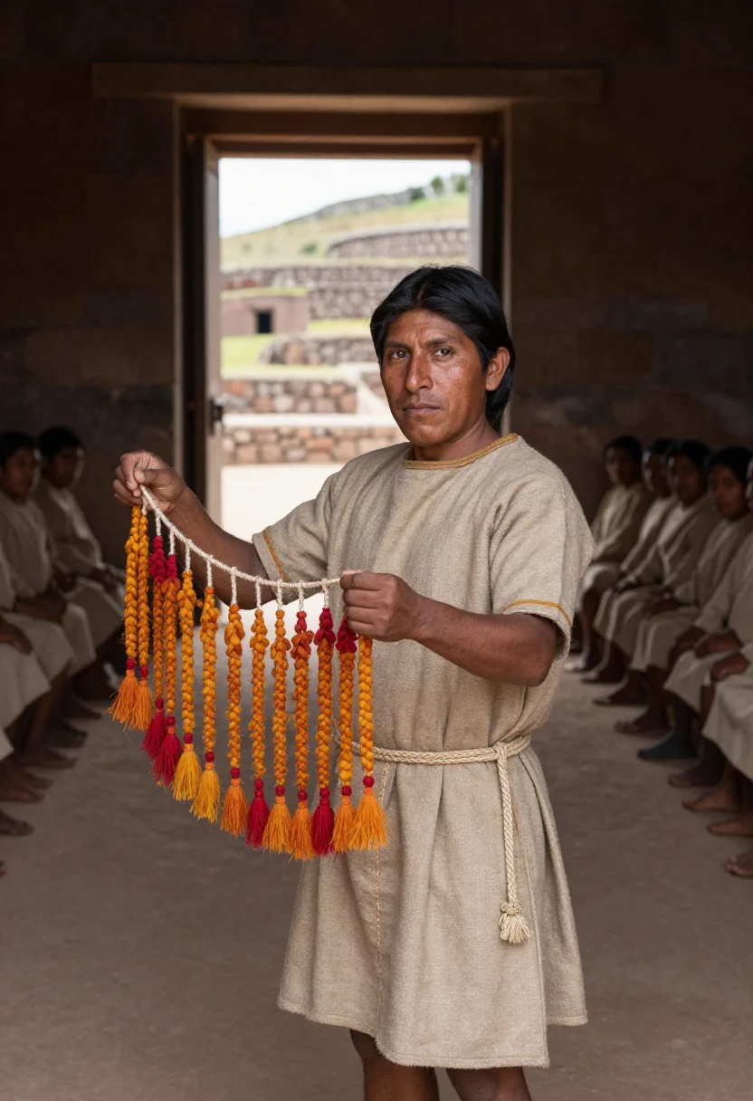 AI quipu keeper sample — portrait of a man, three-quarter-length portrait of an Andea