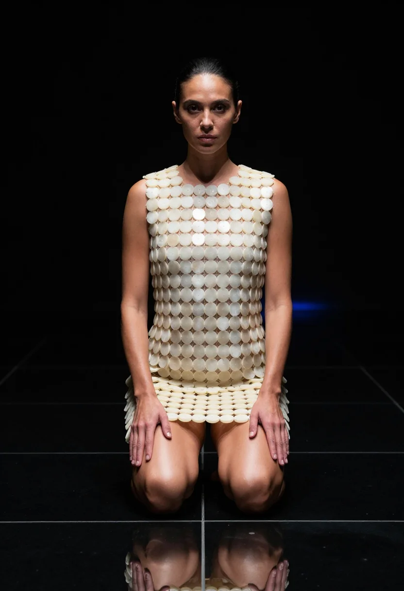 AI rabanne chainmail sample — portrait of a woman, half-length portrait of a Western-Europ