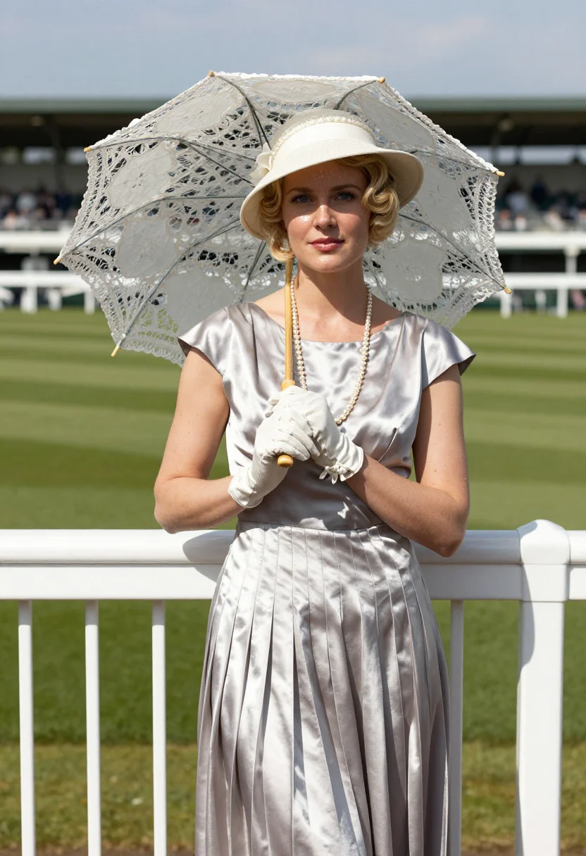 AI race day lady sample — portrait of a woman, three-quarter-length portrait of a fair