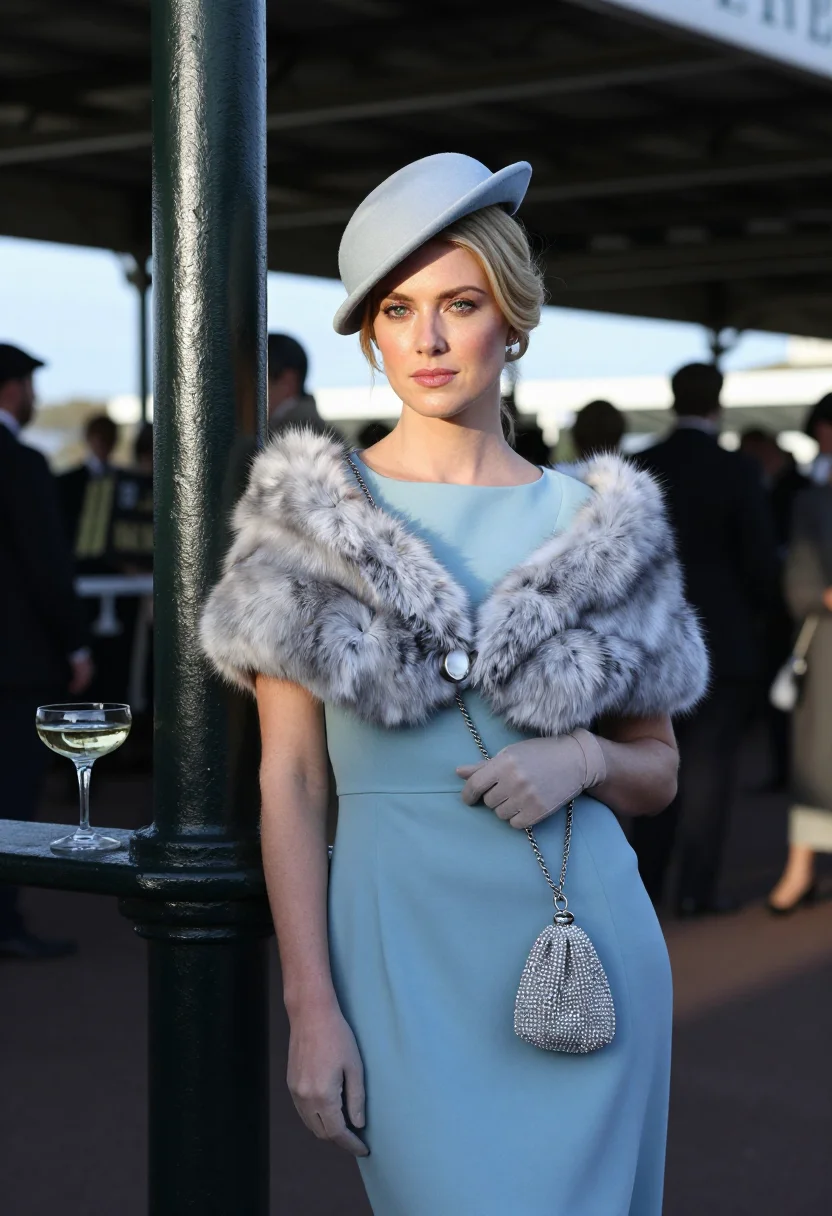 AI race day lady sample — portrait of a woman, half-length portrait of a fair-skinned